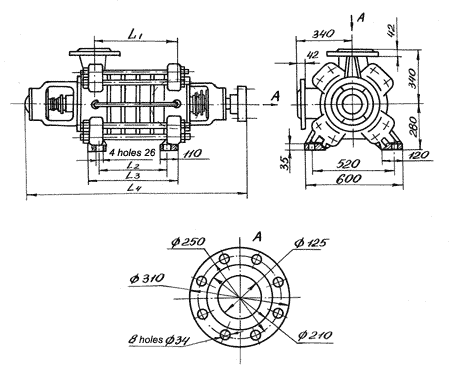 mounted dimensions of pump